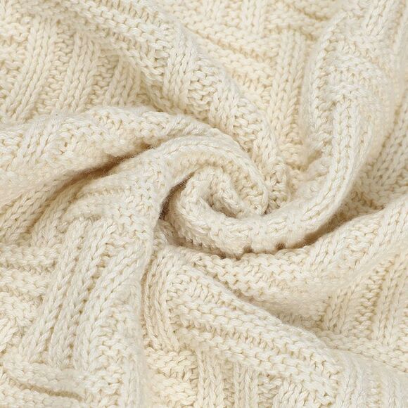 100% Cotton Throw Blanket Soft Lightweight Couch Blankets 50"x 60" Beige - Picture 4 of 6